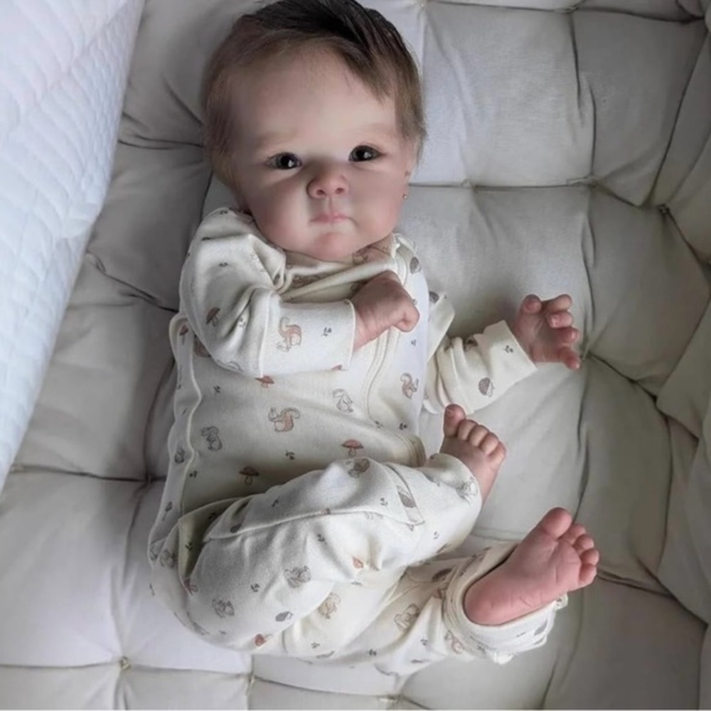 Adorable Baby Doll in Cream Outfit